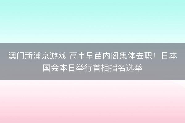 澳門新浦京游戲 高市早苗內閣集體去職！日本國會本日舉行首相指名選舉