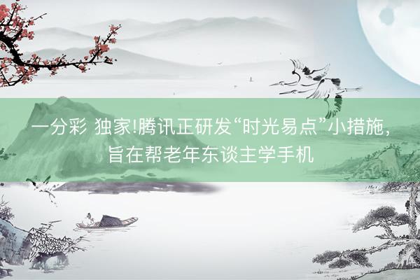 一分彩 獨家!騰訊正研發(fā)“時光易點”小措施，旨在幫老年東談主學(xué)手機
